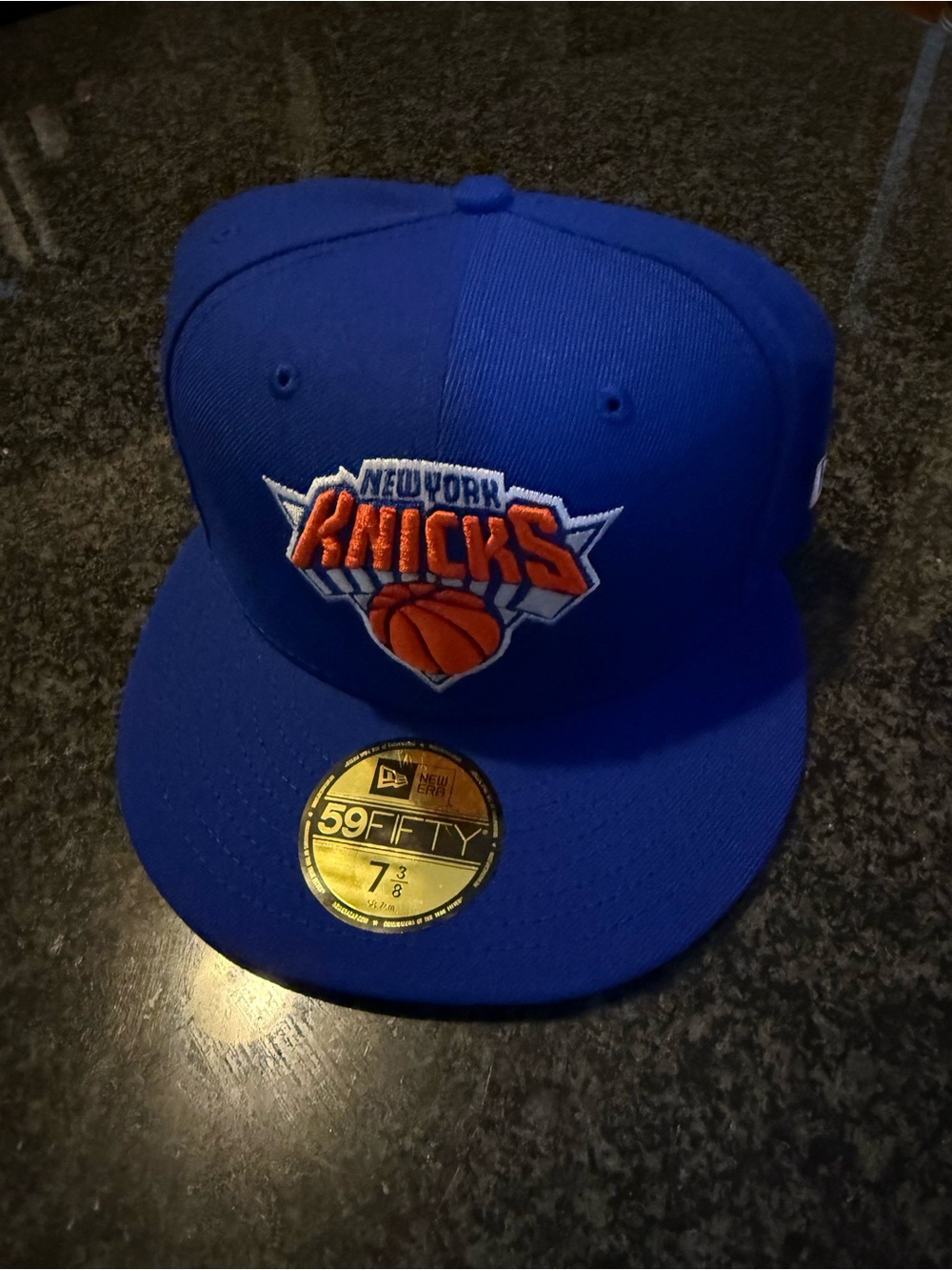 New Era New York Knicks Royal Blue and Orange 59FIFTY Fitted Cap 7 3/8